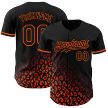 Load image into Gallery viewer, Custom Black Orange 3D Pattern Design Leopard Print Fade Fashion Authentic Baseball Jersey
