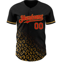 Load image into Gallery viewer, Custom Black Red-Old Gold 3D Pattern Design Leopard Print Fade Fashion Authentic Baseball Jersey
