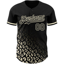 Load image into Gallery viewer, Custom Black Cream 3D Pattern Design Leopard Print Fade Fashion Authentic Baseball Jersey
