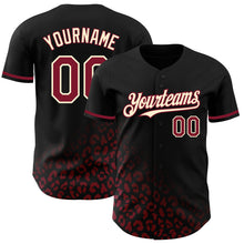 Load image into Gallery viewer, Custom Black Crimson-Cream 3D Pattern Design Leopard Print Fade Fashion Authentic Baseball Jersey
