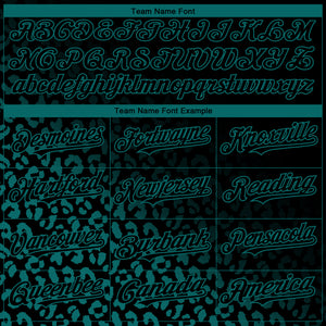 Custom Black Teal 3D Pattern Design Leopard Print Fade Fashion Authentic Baseball Jersey