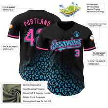 Load image into Gallery viewer, Custom Black Pink-Sky Blue 3D Pattern Design Leopard Print Fade Fashion Authentic Baseball Jersey
