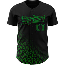 Load image into Gallery viewer, Custom Black Grass Green 3D Pattern Design Leopard Print Fade Fashion Authentic Baseball Jersey
