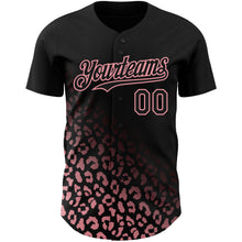 Load image into Gallery viewer, Custom Black Medium Pink 3D Pattern Design Leopard Print Fade Fashion Authentic Baseball Jersey
