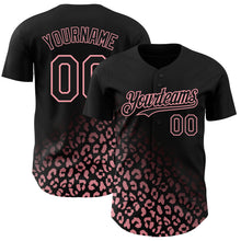 Load image into Gallery viewer, Custom Black Medium Pink 3D Pattern Design Leopard Print Fade Fashion Authentic Baseball Jersey
