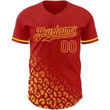 Load image into Gallery viewer, Custom Red Yellow 3D Pattern Design Leopard Print Fade Fashion Authentic Baseball Jersey
