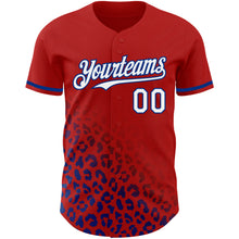 Load image into Gallery viewer, Custom Red White-Royal 3D Pattern Design Leopard Print Fade Fashion Authentic Baseball Jersey
