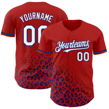 Load image into Gallery viewer, Custom Red White-Royal 3D Pattern Design Leopard Print Fade Fashion Authentic Baseball Jersey
