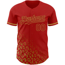 Load image into Gallery viewer, Custom Red Old Gold 3D Pattern Design Leopard Print Fade Fashion Authentic Baseball Jersey
