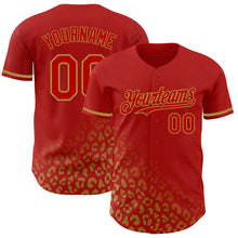 Load image into Gallery viewer, Custom Red Old Gold 3D Pattern Design Leopard Print Fade Fashion Authentic Baseball Jersey
