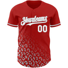 Load image into Gallery viewer, Custom Red White-Gray 3D Pattern Design Leopard Print Fade Fashion Authentic Baseball Jersey
