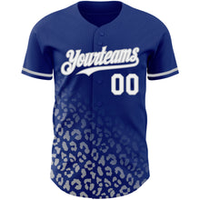 Load image into Gallery viewer, Custom Royal White-Gray 3D Pattern Design Leopard Print Fade Fashion Authentic Baseball Jersey
