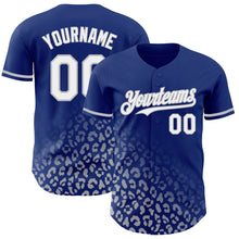 Load image into Gallery viewer, Custom Royal White-Gray 3D Pattern Design Leopard Print Fade Fashion Authentic Baseball Jersey
