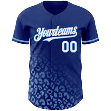 Load image into Gallery viewer, Custom Royal White-Light Blue 3D Pattern Design Leopard Print Fade Fashion Authentic Baseball Jersey
