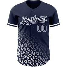 Load image into Gallery viewer, Custom Navy White 3D Pattern Design Leopard Print Fade Fashion Authentic Baseball Jersey
