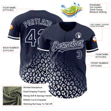 Load image into Gallery viewer, Custom Navy White 3D Pattern Design Leopard Print Fade Fashion Authentic Baseball Jersey
