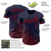 Load image into Gallery viewer, Custom Navy Red 3D Pattern Design Leopard Print Fade Fashion Authentic Baseball Jersey
