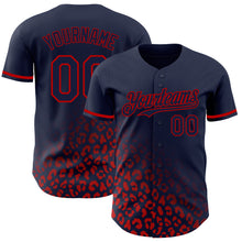 Load image into Gallery viewer, Custom Navy Red 3D Pattern Design Leopard Print Fade Fashion Authentic Baseball Jersey
