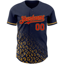 Load image into Gallery viewer, Custom Navy Red-Old Gold 3D Pattern Design Leopard Print Fade Fashion Authentic Baseball Jersey
