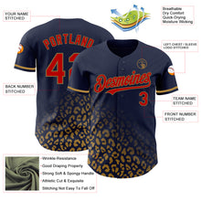 Load image into Gallery viewer, Custom Navy Red-Old Gold 3D Pattern Design Leopard Print Fade Fashion Authentic Baseball Jersey
