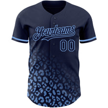 Load image into Gallery viewer, Custom Navy Light Blue 3D Pattern Design Leopard Print Fade Fashion Authentic Baseball Jersey
