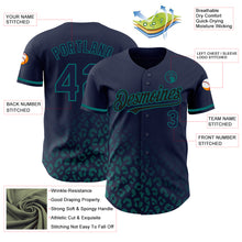 Load image into Gallery viewer, Custom Navy Vintage USA Flag-Teal 3D Pattern Design Leopard Print Fade Fashion Authentic Baseball Jersey
