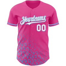 Load image into Gallery viewer, Custom Navy White-Light Blue 3D Pattern Design Leopard Print Fade Fashion Authentic Baseball Jersey
