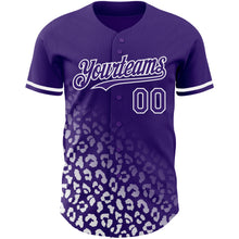 Load image into Gallery viewer, Custom Purple White 3D Pattern Design Leopard Print Fade Fashion Authentic Baseball Jersey
