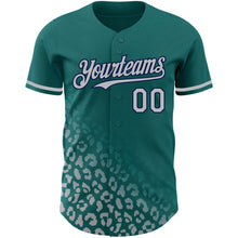 Load image into Gallery viewer, Custom Teal Gray-Navy 3D Pattern Design Leopard Print Fade Fashion Authentic Baseball Jersey
