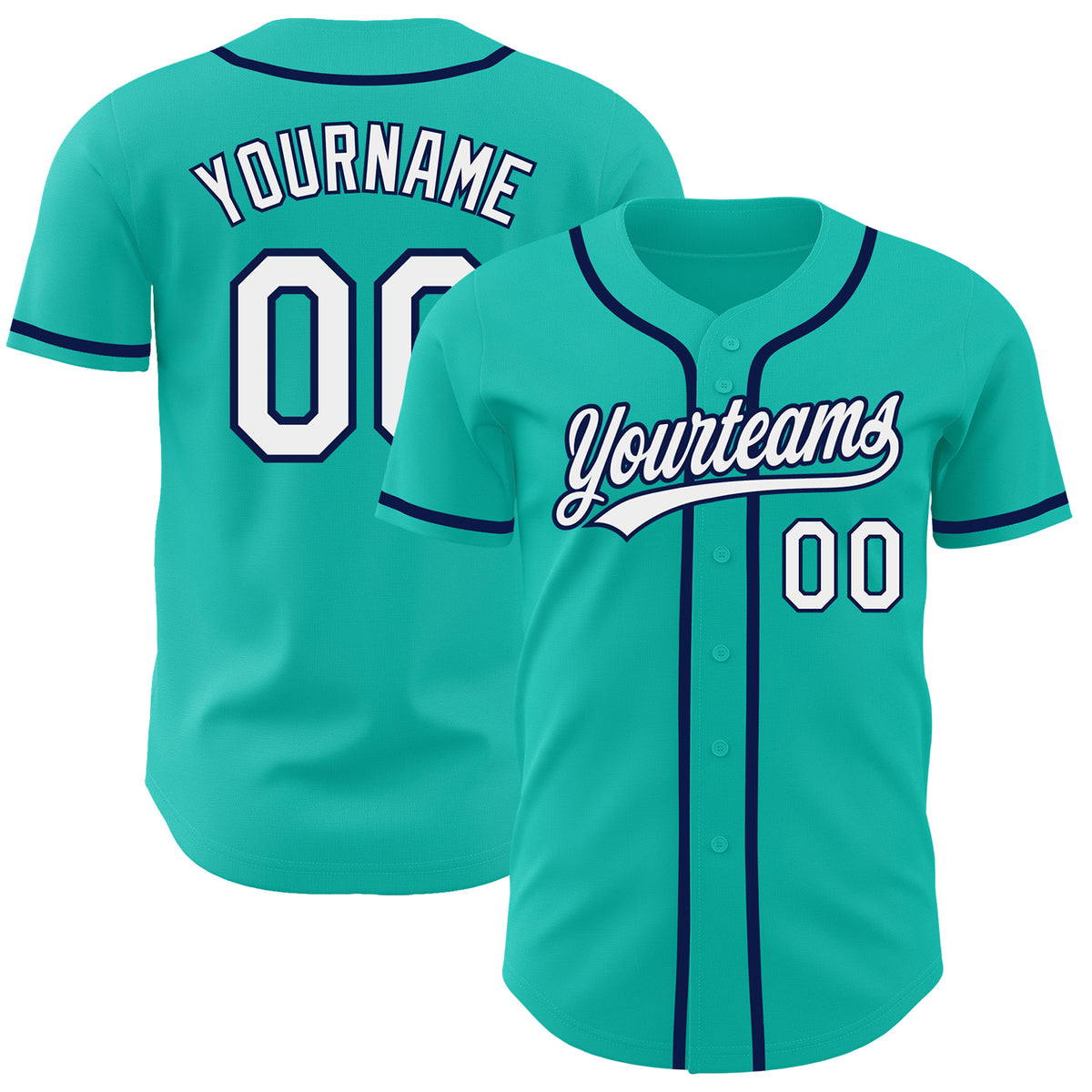 Custom Aqua White-navy Authentic Baseball Jersey Sale– Fcustom