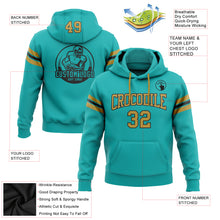 Load image into Gallery viewer, Custom Stitched Aqua Old Gold-Black Football Pullover Sweatshirt Hoodie
