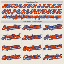 Load image into Gallery viewer, Custom Cream Orange-Royal 3 Colors Arm Shapes Authentic Baseball Jersey
