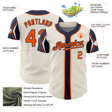 Load image into Gallery viewer, Custom Cream Orange-Navy 3 Colors Arm Shapes Authentic Baseball Jersey
