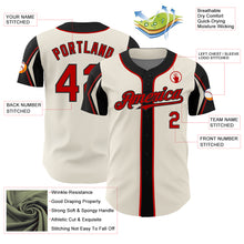 Load image into Gallery viewer, Custom Cream Red-Black 3 Colors Arm Shapes Authentic Baseball Jersey
