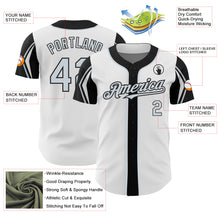 Load image into Gallery viewer, Custom White Silver-Black 3 Colors Arm Shapes Authentic Baseball Jersey
