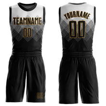 Load image into Gallery viewer, Custom White Black-Old Gold Round Neck Sublimation Basketball Suit Jersey
