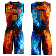 Load image into Gallery viewer, Custom Figure Red-Gold Flame Round Neck Sublimation Basketball Suit Jersey
