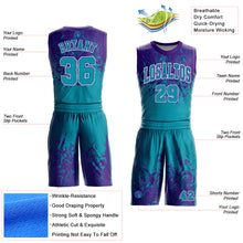 Load image into Gallery viewer, Custom Teal Purple-White Round Neck Sublimation Basketball Suit Jersey
