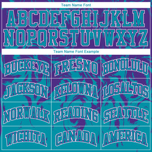 Custom Teal Purple-White Round Neck Sublimation Basketball Suit Jersey