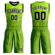 Load image into Gallery viewer, Custom Neon Green Black-White Round Neck Sublimation Basketball Suit Jersey
