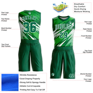 Custom Kelly Green White Round Neck Sublimation Basketball Suit Jersey