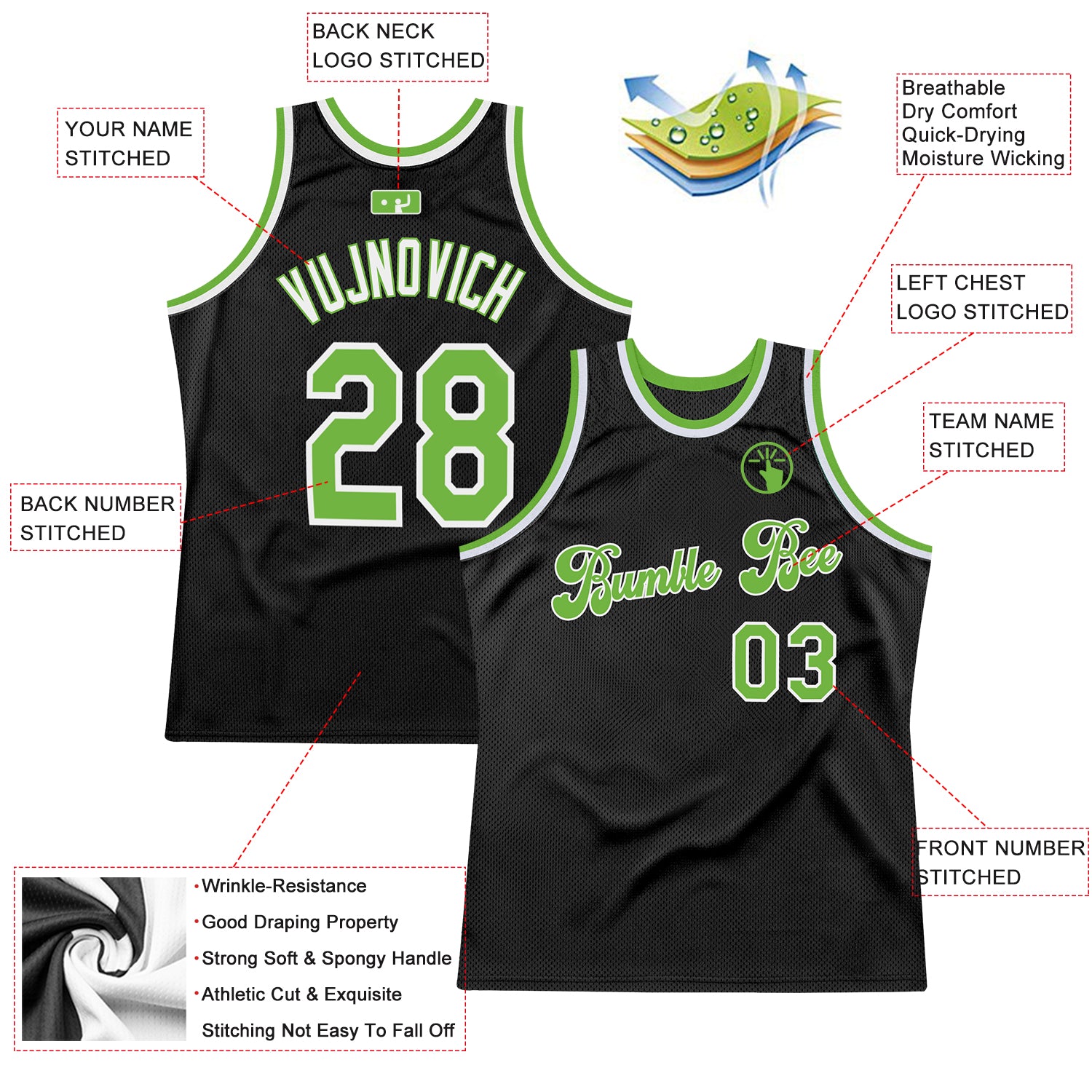 Custom Neon Green Black-White 3D Pattern Design Authentic Baseball Jersey  Sale – UKSN INC