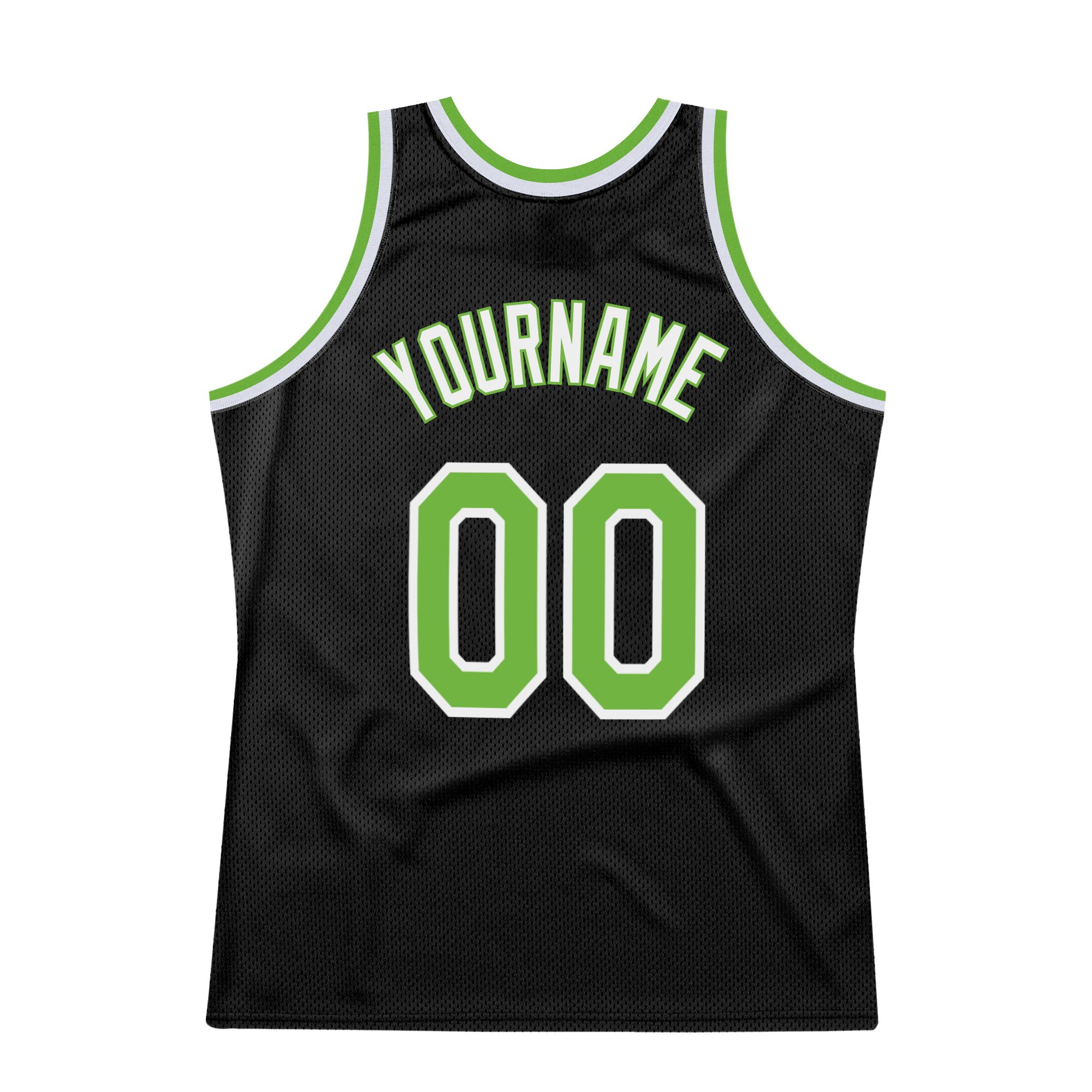 Custom Neon Green White-Black Authentic Basketball Jersey Discount