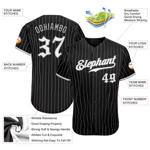 Custom Black Gray Pinstripe White-Gray Authentic Baseball Jersey