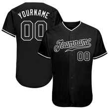 Load image into Gallery viewer, Custom Black Black-White Authentic Baseball Jersey
