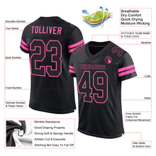 Load image into Gallery viewer, Custom Black Black-Pink Mesh Authentic Football Jersey
