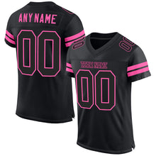 Load image into Gallery viewer, Custom Black Black-Pink Mesh Authentic Football Jersey
