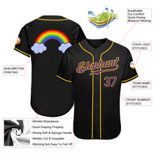 Load image into Gallery viewer, Custom Black Purple-Gold Rainbow For Pride LGBT Authentic Baseball Jersey
