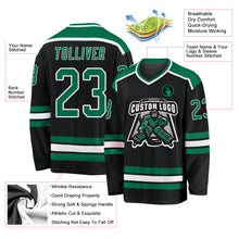 Load image into Gallery viewer, Custom Black Kelly Green-White Hockey Jersey
