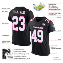 Load image into Gallery viewer, Custom Black White-Pink Mesh Authentic Football Jersey
